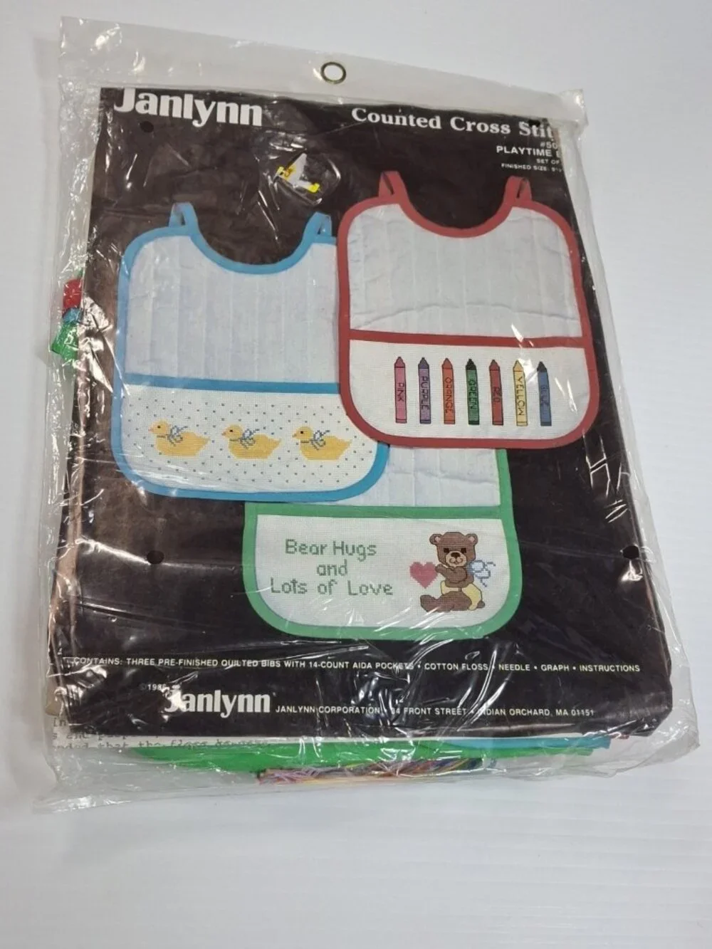 Janlynn Counted Cross Stitch Kit. 50-759 Playtime Bibs. Duck - Set Of Three. NEW